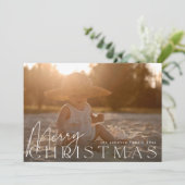 Familiefoto gelukkigste kerstfeestdag Fotokaart Feestdagenkaart (Staand voorkant)