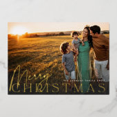 Familiefoto Gelukkigste Kerstmisfoto Goud Folie Feestdagenkaart (Voorkant)