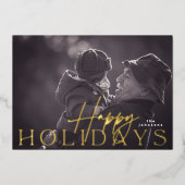 Familiefoto Gelukkigste Kerstmisfoto GOUD Folie Feestdagenkaart (Voorkant)