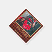 Familiefoto & Gold Script Vrolijk kerstfeest Servet (Hoek)