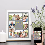 Familiefoto Gray en Gele Foto Collage Poster<br><div class="desc">Poster afdrukken om aan te passen met 7 van uw favoriete familiefoto's. "Het Leven van de Familie is het Beste Leven"wordt geletterd in casual manuscript en de ondoorzichtige doopvonttypografie en het ontwerp heeft een op trendkleurenpalet van grijs en geel (editable). Voeg uw foto's toe, die met de wijzers van de...</div>