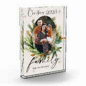 Familiefoto Groen bladeren Vrolijk Kerstfeest Fotoblokken (Links)