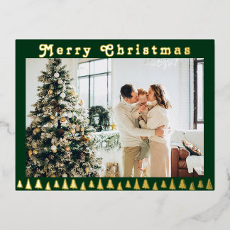 Familiefoto groene Kerst Folie Feestdagen Briefkaart