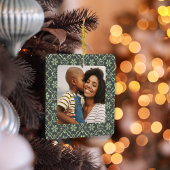 Familiefoto Groene Sneeuwvlok Kerstmis Keramisch Ornament