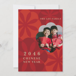 Familiefoto Groet Lunar Chinese Nieuwjaarskaart Feestdagenkaart