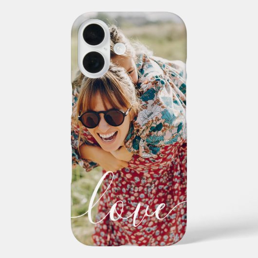 Familiefoto Handgeschreven Liefde Typografie Case-Mate iPhone Case (Achterkant)