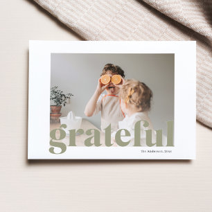 Familiefoto Happy Thanksgiving Green Grateful P Briefkaart