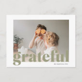 Familiefoto | Happy Thanksgiving Green Grateful P Briefkaart (Voorkant)