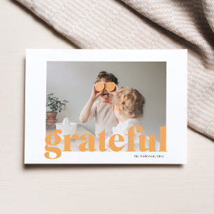 Familiefoto Happy Thanksgiving Oranje Grateful Briefkaart