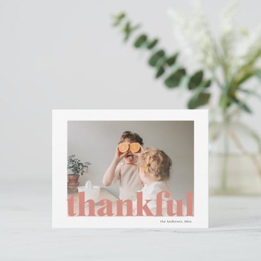 Familiefoto | Happy Thanksgiving Thankful Postcar Briefkaart (Staand voorkant)