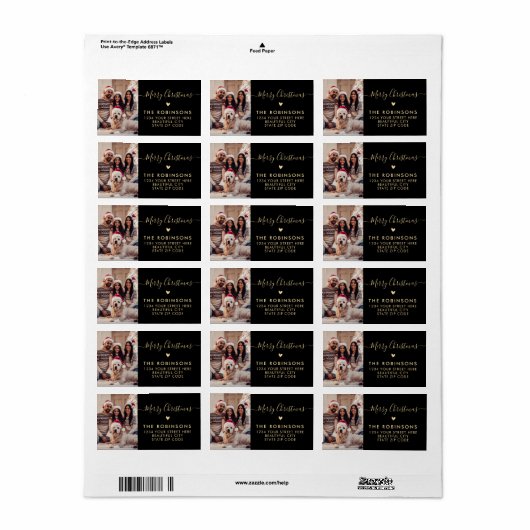 Familiefoto Hartscript Kerstretouradres Etiket (Full Sheet)