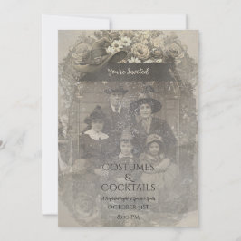 Familiefoto Heks Pet Halloween Kostuumfeest Kaart