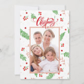 Familiefoto Holly Kerstmis Feestdagenkaart (Voorkant)