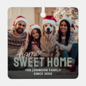 Familiefoto Home Sweet Home Kerstmis Metalen Ornament (Achterkant)