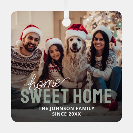 Familiefoto Home Sweet Home Kerstmis Metalen Ornament (Voorkant)