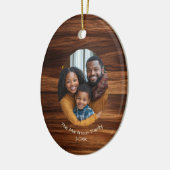Familiefoto Hout Ovaal Gepersonaliseerde Kerst Keramisch Ornament (Links)
