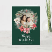 Familiefoto in Krans Kerstmis Feestdagen Kaart (Voorkant)