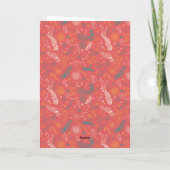 Familiefoto in oranje bloemendoodle feestdagen kaart (Achterkant)