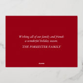 Familiefoto in Poinsettia bloemengoud Folie Feestdagenkaart (Achterkant)