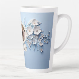 Familiefoto in wit porselein lijst latte mok