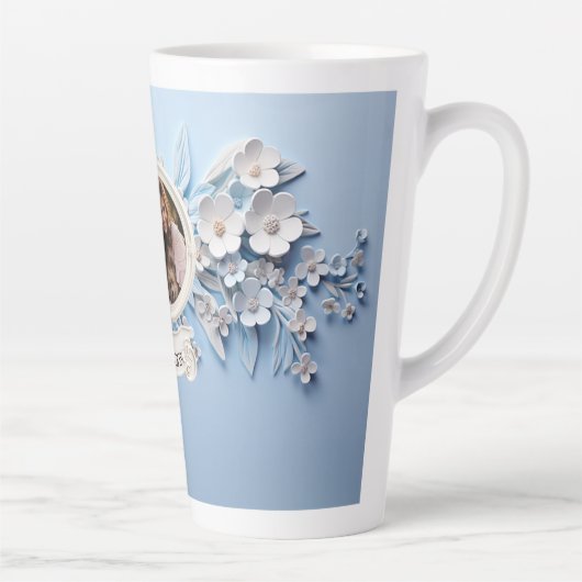 Familiefoto in wit porselein lijst latte mok (Rechts)