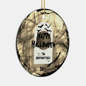 Familiefoto Keepsake Spooky Happy Halloween Keramisch Ornament (Rechts)