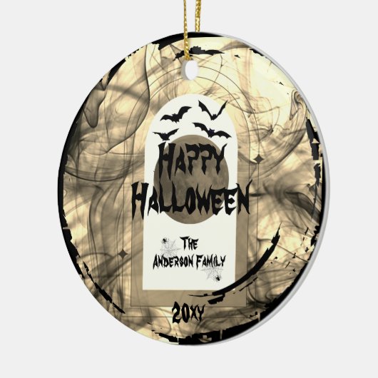 Familiefoto Keepsake Spooky Happy Halloween Keramisch Ornament (Links)