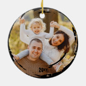 Familiefoto Keepsake Spooky Happy Halloween Keramisch Ornament (Achterkant)