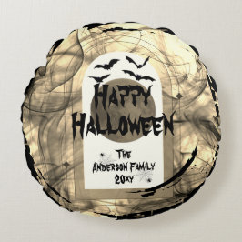 Familiefoto Keepsake Spooky Happy Halloween Rond Kussen