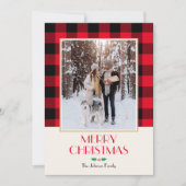 Familiefoto Kerst Custom Rustic Red Flat Feestdagenkaart (Voorkant)