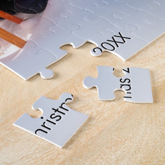 Familiefoto Kerst Keepsake gepersonaliseerd Legpuzzel (Zijkant)