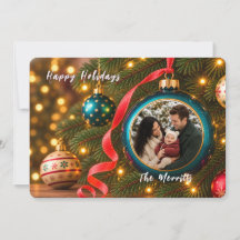 Familiefoto Kerst Ornament Vakantiekaart