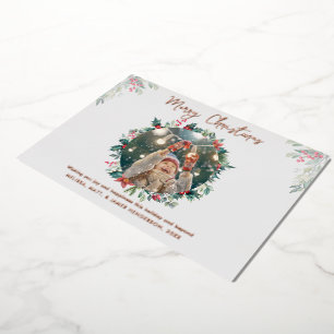 Familiefoto Kerst Rustiek Plaid Folie Feestdagenkaart