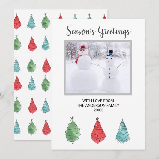 Familiefoto-kerstbomen Feestdagenkaart (Voorkant / Achterkant)