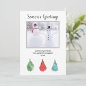 Familiefoto-kerstbomen Feestdagenkaart (Staand voorkant)