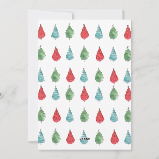 Familiefoto-kerstbomen Feestdagenkaart (Achterkant)