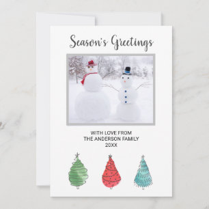 Familiefoto-kerstbomen Feestdagenkaart