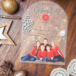 Familiefoto kerstfeest acryl uitnodigingen
