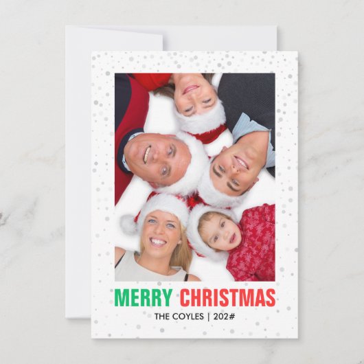 Familiefoto Kerstmis | Moderne elegante chic Feestdagenkaart (Voorkant)