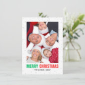 Familiefoto Kerstmis | Moderne elegante chic Feestdagenkaart (Staand voorkant)