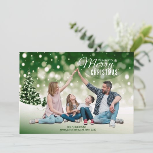 Familiefoto Kerstmis Uniek Feestdagenkaart (Staand voorkant)