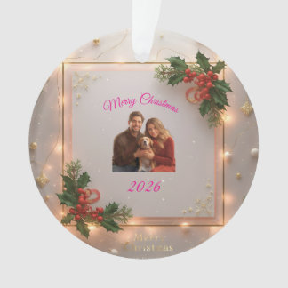 Familiefoto Kerstornament | Gepersonaliseerd Hol Ornament