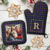 Familiefoto Kerstspel Gepersonaliseerd Monogram Ovenwant & Pannenlap Set