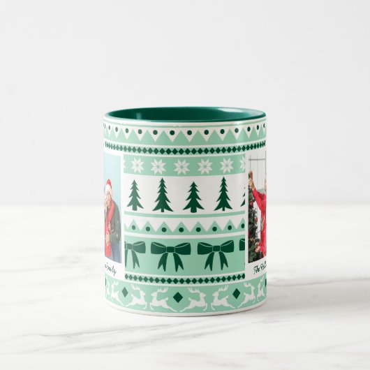 Familiefoto Kersttrui Mint Groen Tweekleurige Koffiemok (Center)