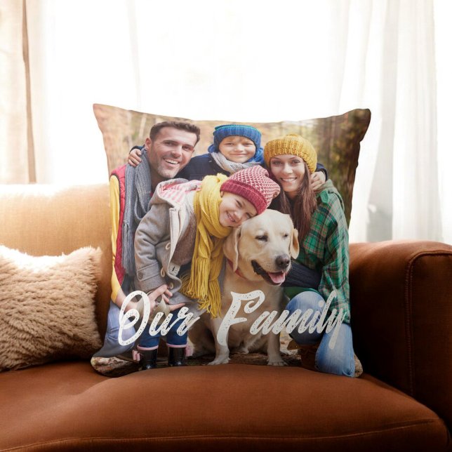 Familiefoto leuk eenvoudig werpkussen kussen (fun family photo throw pillow )