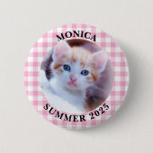 Familiefoto Lichtroze Buffalo Check Rand Ronde Button 5,7 Cm (Voorkant)