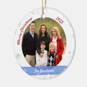 Familiefoto Love Oma Elegante Sneeuwvlokken Xmas Keramisch Ornament (Links)