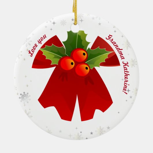 Familiefoto Love Oma Elegante Sneeuwvlokken Xmas Keramisch Ornament (Achterkant)