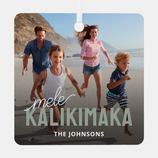 Familiefoto Mele Kalikimaka Metalen Ornament (Achterkant)
