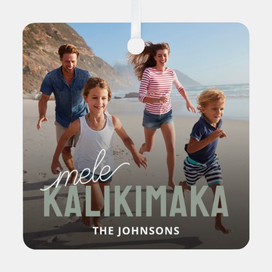 Familiefoto Mele Kalikimaka Metalen Ornament (Voorkant)
